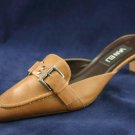 VAN ELI WOMENS BROWN LEATHER MID HEEL MULES 8 N NEW