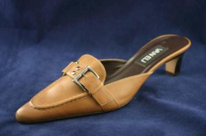 VAN ELI WOMENS BROWN LEATHER MID HEEL MULES 8 N NEW
