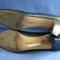 FERRAGAMO PEWTER/BLACK MID-HEEL PUMPS 10 AAAA