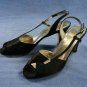 FERRAGAMO BLACK SATIN EVENING SLINGBACK PUMPS 7 AAA