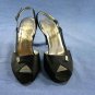 FERRAGAMO BLACK SATIN EVENING SLINGBACK PUMPS 7 AAA