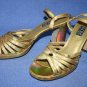 BCBG GOLD LEATHER ANKLE STRAP PLATFORM SANDALS 8 M NEW