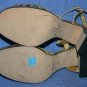 BCBG GOLD LEATHER ANKLE STRAP PLATFORM SANDALS 8 M NEW