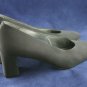 STUART WEITZMAN BLK GROS-GRAIN MID HEEL EVENING PUMPS 7
