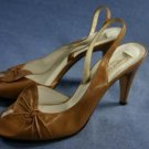 BAREFOOT ORIGINALS TAN OPEN TOE SLINGBACK PUMPS 8 B NEW