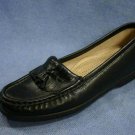 SAS WOMENS BLACK LEATHER TASSEL LOAFERS 6 N