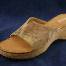 PELLE MODA TAN PRINTED SUEDE PLATFORM SANDALS 7.5 M EUC