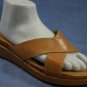 AEROSOLES CAMEL LEATHER WEDGE SLIDE SANDALS 9.5 M NEW