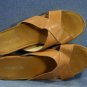 AEROSOLES CAMEL LEATHER WEDGE SLIDE SANDALS 9.5 M NEW