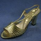 VINTAGE 60'S EASY STREET GOLD SLINGBACK SANDAL 6.5 NEW