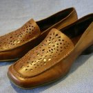 NINE WEST BROWN LEATHER CUTOUT LOAFERS 7.5 M EUC
