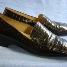 ANN TAYLOR WOMENS BROWN CROCO LEATHER LOAFERS 8 M