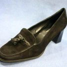 AEROSOLES BLACK SUEDE TASSEL LOAFER PUMPS 9 B EXCL