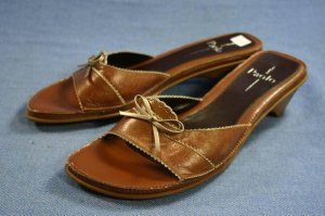 Linea Paolo Brown Leather Slide Sandals 10 N MINT