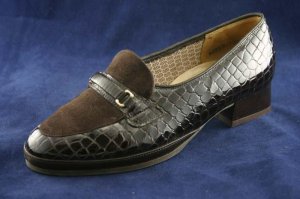 SALAMANDER WOMENS BROWN CROCO LEATHER LOAFERS 3.5/6 M