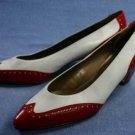 VINTAGE 80'S VAN ELI RED & WHITE LEATHER PUMPS 8 N NEW