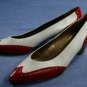 VINTAGE 80'S VAN ELI RED & WHITE LEATHER PUMPS 8 N NEW