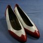 VINTAGE 80'S VAN ELI RED & WHITE LEATHER PUMPS 8 N NEW