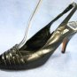 VINTAGE POLLY BERGEN BLACK OPEN TOE SLINGBACK PUMPS 7.5