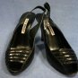 VINTAGE POLLY BERGEN BLACK OPEN TOE SLINGBACK PUMPS 7.5