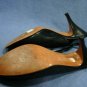 VINTAGE POLLY BERGEN BLACK OPEN TOE SLINGBACK PUMPS 7.5