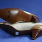 VINTAGE PAPPAGALLO BEIGE & TAN MID HEEL PUMP 7 N NEW