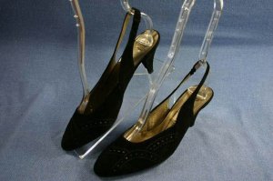 CHANTAL WOMENS BLACK SUEDE SLINGBACK PUMPS 7.5 M EUC