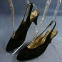 CHANTAL WOMENS BLACK SUEDE SLINGBACK PUMPS 7.5 M EUC