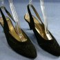 CHANTAL WOMENS BLACK SUEDE SLINGBACK PUMPS 7.5 M EUC