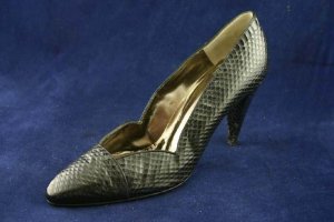 VTG 80'S ROBERTO VIANNI BLACK SNAKESKIN PUMPS 7 AA EUC