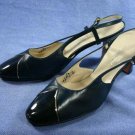 VINTAGE SAKS FIFTH AVENUE SLINGBACKS NAVY 9 AA FENTON