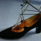 VINTAGE EVINS MAGNIN BLACK SUEDE MID HEEL PUMPS 5.5 AAA