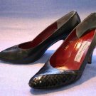 VINTAGE EVAN-PICONE LEATHER/SNAKE HIGH HEEL PUMPS 7.5 M