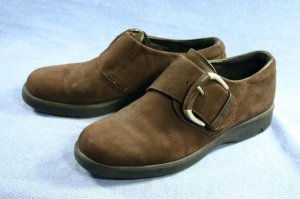 ECCO WOMENS BROWN MONK STRAP WALKING SHOES 37/6.5 M