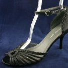 ETIENNE AIGNER BLK BRAIDED LEATHER ANKLE STRAP PUMP 10