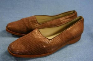 JONES NEW YORK BROWN WOVEN FABRIC FLATS 6.5 M MINT