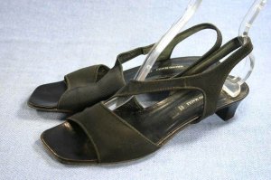 BRUNO MAGLI BLACK STRETCH SLINGBACK SANDALS 7 B
