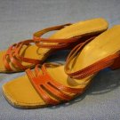 BANANA REPUBLIC ORANGE LEATHER WEDGE SLIDES SANDALS 8.5
