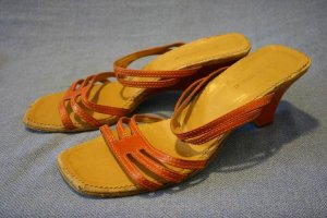 BANANA REPUBLIC ORANGE LEATHER WEDGE SLIDES SANDALS 8.5