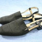 VAN ELI BLACK LEATHER/FABRIC SLINGBACK FLATS SHOES 6 M