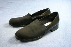 MUNRO AMERICAN BLACK STRETCH/LEATHER LOAFERS SHOES 7 M