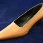 ANNE KLEIN WOMENS CAMEL LEATHER MID HEEL PUMPS 7.5 M