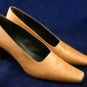 ANNE KLEIN WOMENS CAMEL LEATHER MID HEEL PUMPS 7.5 M