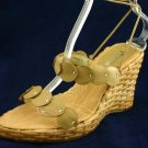 PATRIZIA PANCALDI TAN RATAN WEDGE PLATFORM SANDAL 8 NEW