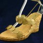 PATRIZIA PANCALDI TAN RATAN WEDGE PLATFORM SANDAL 8 NEW
