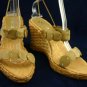 PATRIZIA PANCALDI TAN RATAN WEDGE PLATFORM SANDAL 8 NEW