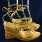 PATRIZIA PANCALDI TAN RATAN WEDGE PLATFORM SANDAL 8 NEW