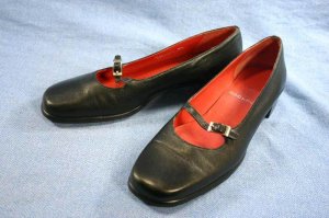 ROCKPORT BLACK LEATHER MARY JANES FLATS/SHOES 5 M