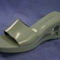 VIA SPIGA GREEN LEATHER WEDGE SLIDE SANDAL 8.5 M