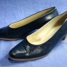 VIA MODA ITALY NAVY ALL LEATHER MID-HEEL PUMPS 10 M